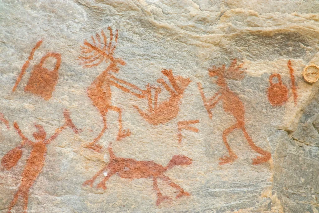 Truth-Bending Algorithms: A Brief History of Thought Engineering 2 Indigenous people cave paintings from the Xique Xique Archeological site at Carnauba dos Dantas Rio Grande do Norte Brazil